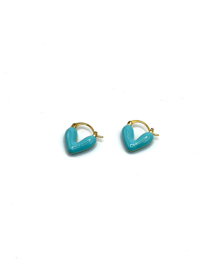 Enamel Heart Drop Earrings