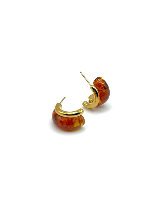 Resin & Gold Huggie