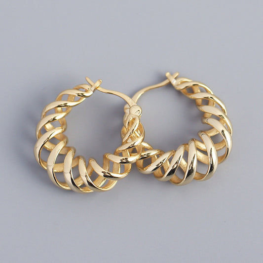 Gold Twisted Hoop Earrings