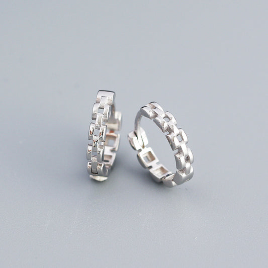 Silver Chain Huggies