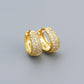 Gold Wide Crystal Huggies With Cubic Zirconia