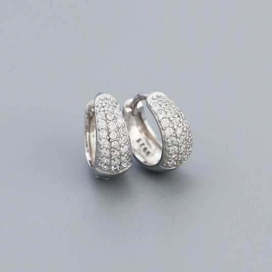 Silver Wide Crystal Huggies With Cubic Zirconia