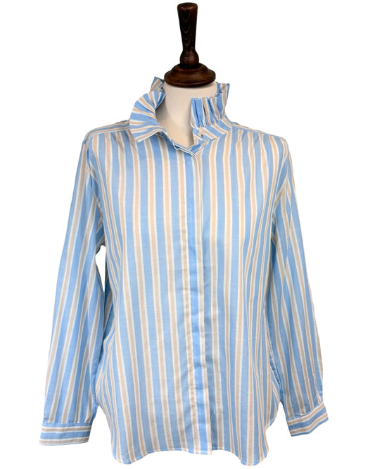 Amelie Ruffle Collar Stripe Shirt