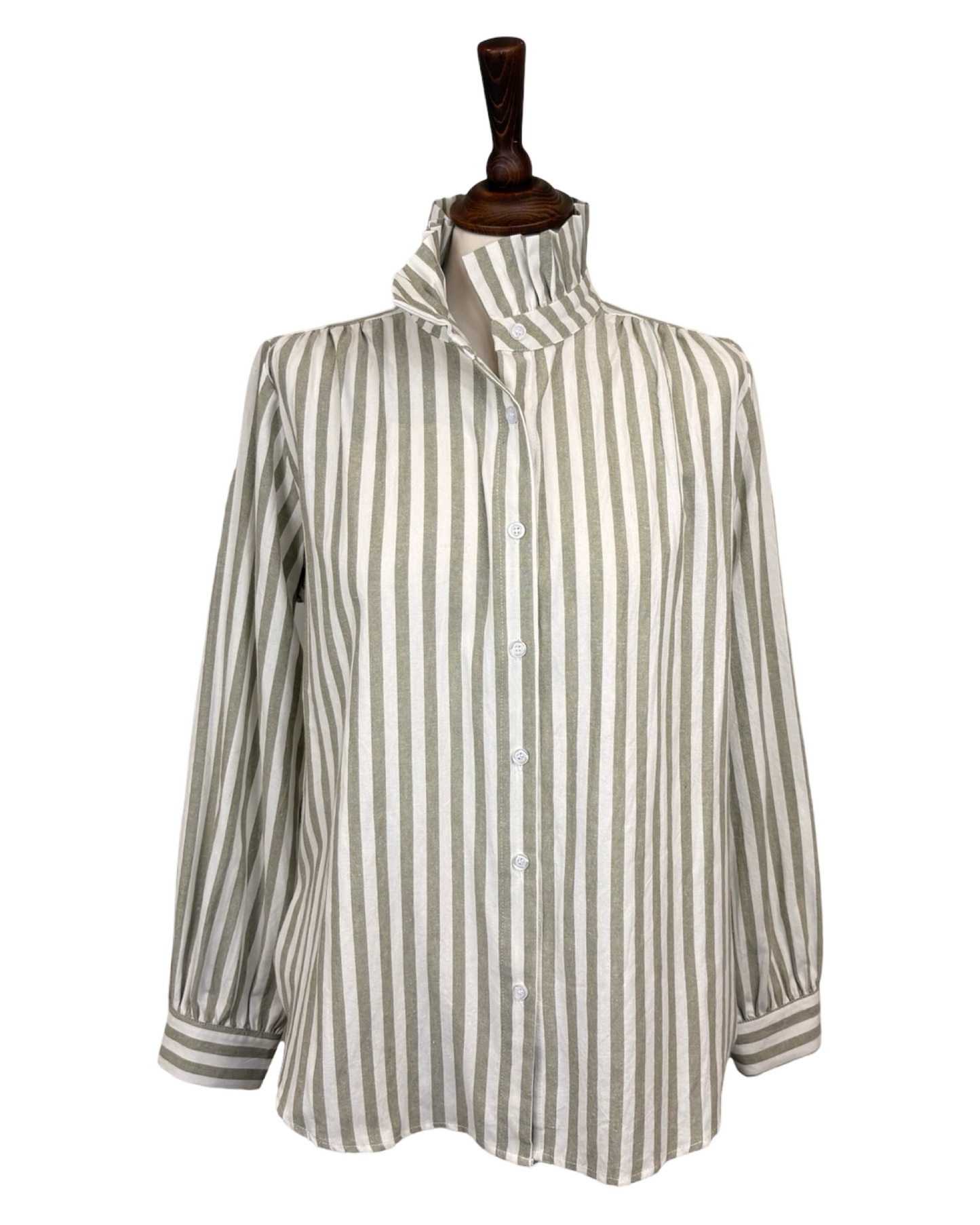 Cleo Ruffle Collar Stripe Shirt