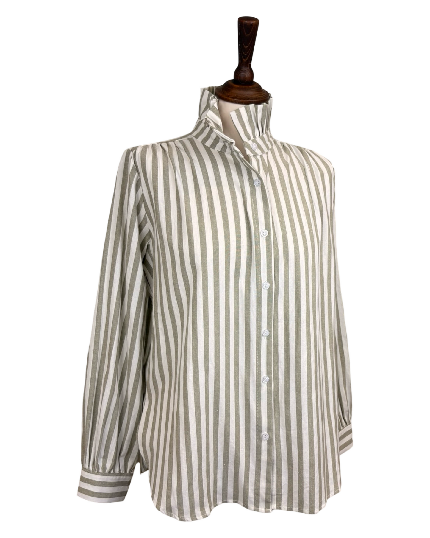 Cleo Ruffle Collar Stripe Shirt