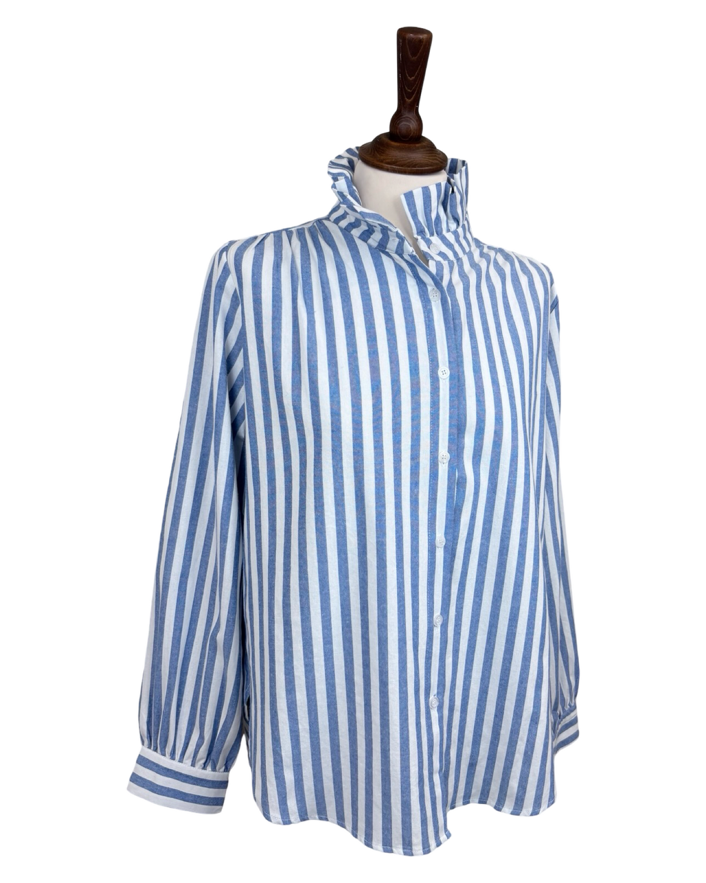 Cleo Ruffle Collar Stripe Shirt