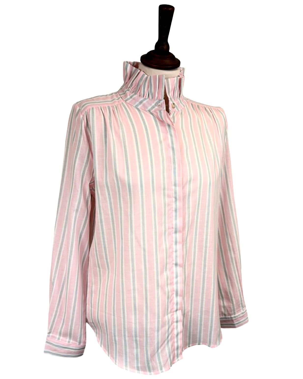 Amelie Ruffle Collar Stripe Shirt