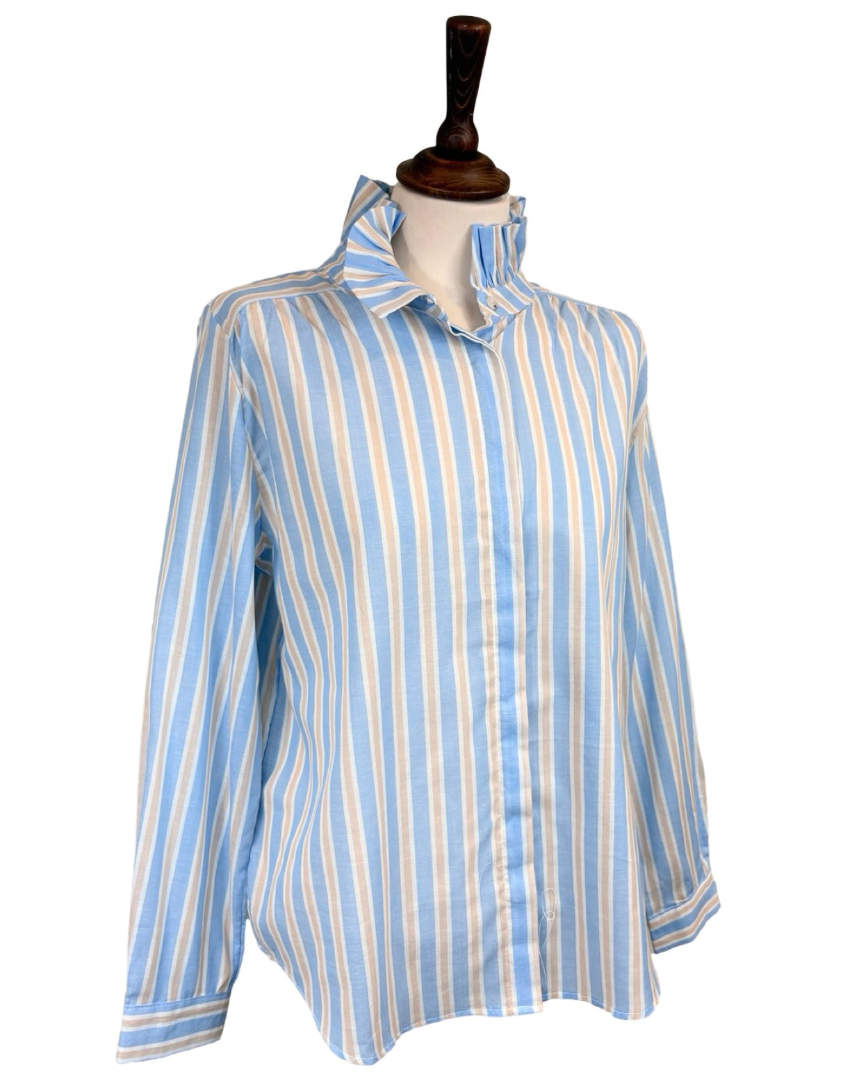 Amelie Ruffle Collar Stripe Shirt