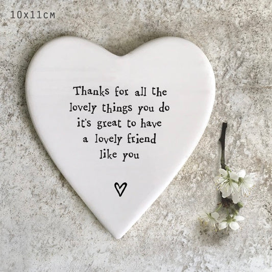 Porcelain Heart Coaster - Lovely friend