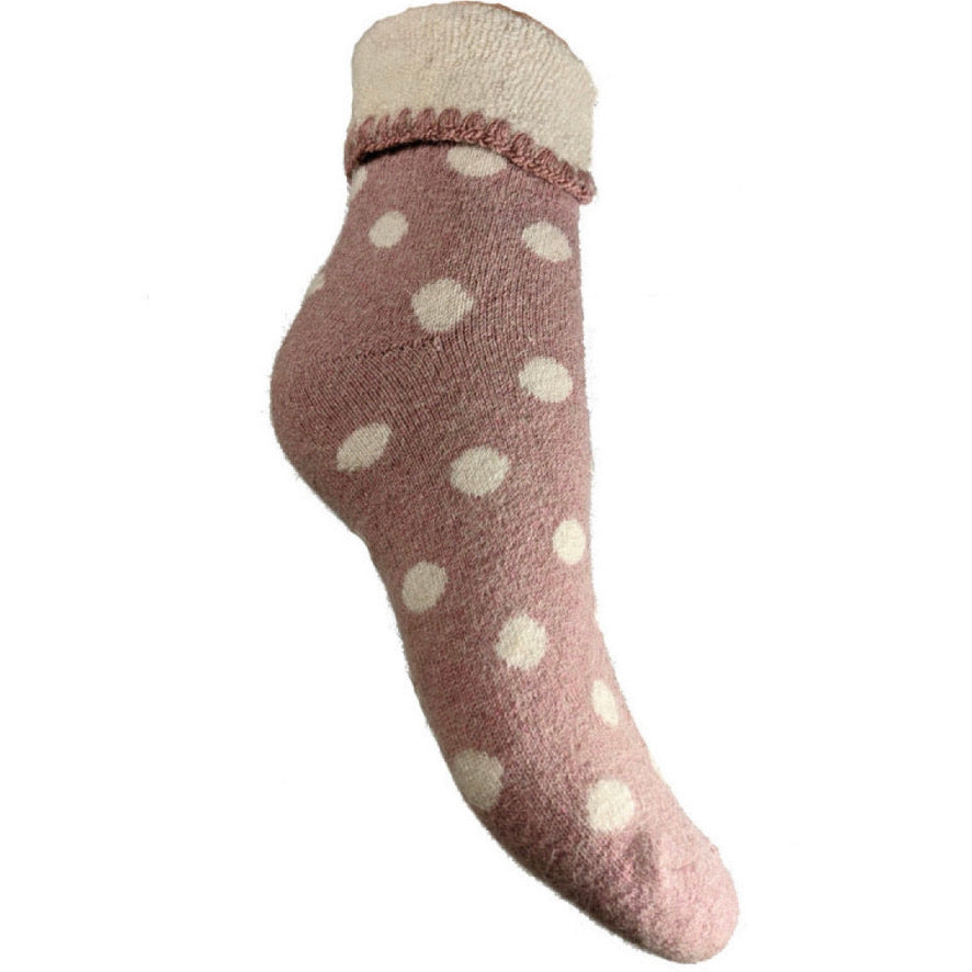 Pink Cuff Socks Cream Spots