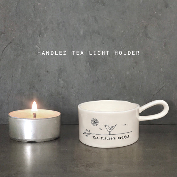 Porcelain Tea Light Holder - "The future's bright"