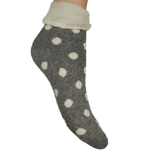 Grey Socks Cream Spots & Cuffs