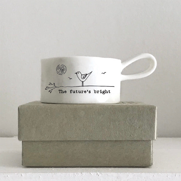 Porcelain Tea Light Holder - "The future's bright"